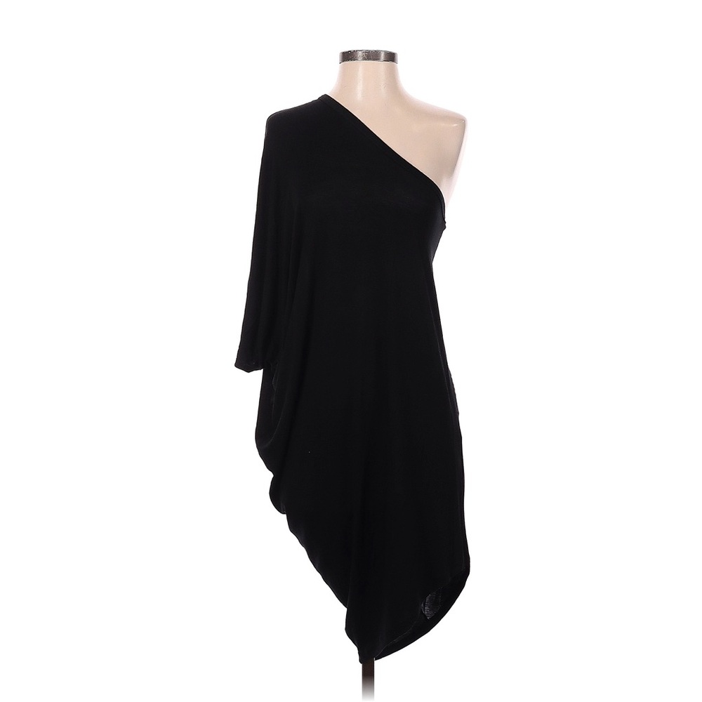 Riller & Fount Black Micro Modal Jersey One Shoulder Dress - Size 1 (Small)